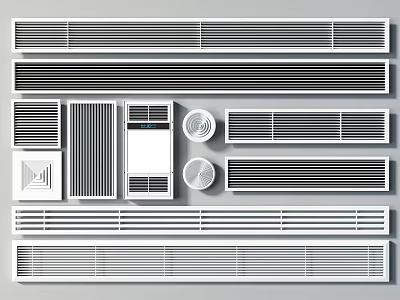 Various Types of Air Conditioner Vents With Grilles Covers And Panel Designs 3d model