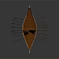 Ancient Wooden Boat with Dragon Head Prow Brown Sail and Rowing Oars on Reflective Surface