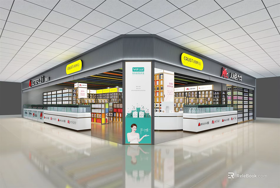 Modern Digital Store Interior Design With Electronics Gadgets And Well Arranged Display Shelves 3d model 