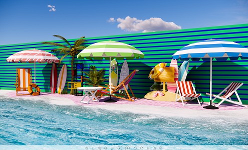 Modern Parasol Romantic Beach 3d model