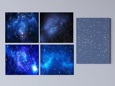 Starry Sky Ceiling Design Featuring Various Galaxy Patterns And Star Elements 3d model