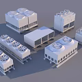 Industrial Equipment Cooling Towers And Chillers With Multiple Fan Units For Large Scale Applications