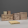 Rustic Wooden Crates With Various Sizes And A Wooden Pallet