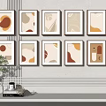 Abstract Framed Wall Art Prints In Earth Tones For Modern Interior Decor 3d model