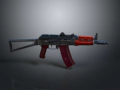 Black Red Assault Rifle Featuring Red Grip Stock And Tactical Barrel 3d model