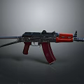 Black Red Assault Rifle Featuring Red Grip Stock And Tactical Barrel