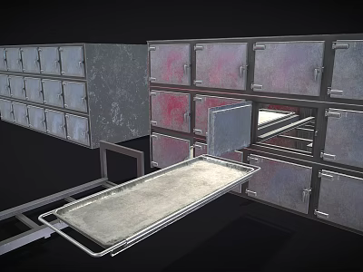 Industrial Metal Storage Cabinets With Multiple Drawers Red Panels And Tray 3d model