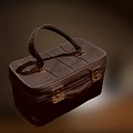 Brown Leather Bag With Top Handle And Front Metal Buckle Design
