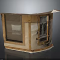 Wooden Curved Top Service Counter Furniture With Roller Shutter And Window Frame