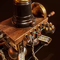 Vintage Telephone With Classic Design Wooden Handle Rotary Dial And Mechanical Components