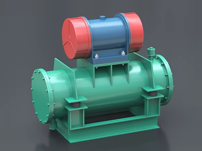 Industrial Equipment With Green Cylindrical Body And Blue Red Motor Base Structure 3d model