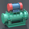Industrial Equipment With Green Cylindrical Body And Blue Red Motor Base Structure