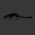 Mythical Dragon Character 3D Model With Large Teal And Orange Wings In Flight Pose