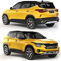 Yellow Kia Seltos SUV Front And Rear Views 3d model