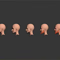Multiple Pink Mannequin Head Models Arranged In Cluster On White Background