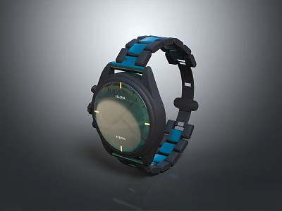 Seiko Sporty Watch With Blue And Black Strap And Black Dial Design 3d model