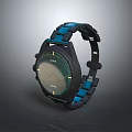 Seiko Sporty Watch With Blue And Black Strap And Black Dial Design