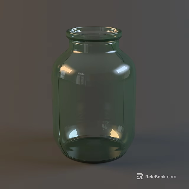 Clear Green Glass Jar For Household Storage And Kitchen Organization 3d model 