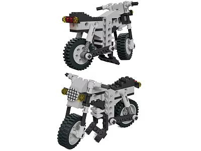 Creative Building Block Motorcycle Models With Detailed Design And Black White Wheel Parts 3d model