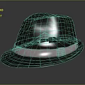 Black Fashionable Hat With Pink Ribbon Band On Dark Reflective Surface