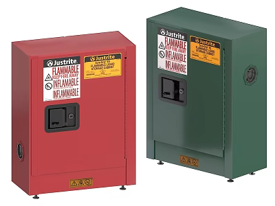 Industrial Flammable Storage Cabinets Red And Green Justrite For Safe Material Storage 3d model