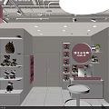 Pink Cozy Cookies Gift Shopping Mall Store with Display Shelves and Cute Items