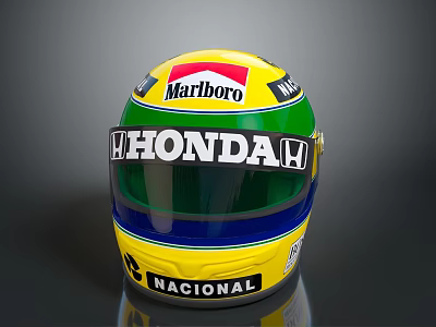 Weapon Themed Racing Helmet Featuring Honda Marlboro And Nacional Logos 3d model