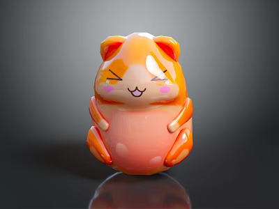 Cute Cartoon Hamster Character With Round Body Orange Pink Fur And Smiling Face 3d model
