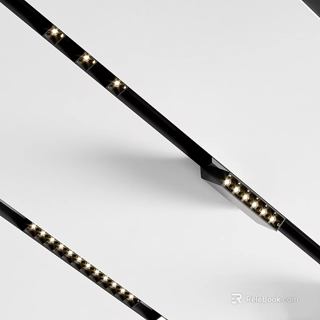 Modern Black Slim Downlights And Spotlights With Multiple LED Bulbs For Ceiling Installation 3d model 