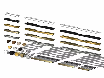 Assorted Door Handles in Various Modern Styles and Color Options for Home Decor 3d model
