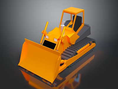 Yellow Construction Bulldozer with Tracked Undercarriage Front Blade and Operator Cab for Industrial Use 3d model
