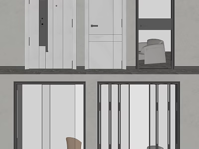 Modern Interior Swing Door Design With White Frame And Glass Panels 3d model