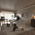 Warm Modern Open Living And Dining Interior With Wooden Bookshelves And Cozy Soft Furnishings