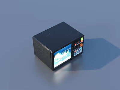 Black Cube Shaped Industrial Equipment With Display Screen Showing Charts And Data 3d model