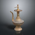 Traditional Brass Water Pot With Intricate Carvings And Curved Spout As Household Item
