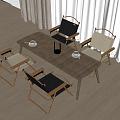 Modern Dining Table and Chair 3d model