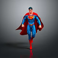 Dynamic Superhero In Blue Costume With Red Cape And Chest S Symbol Running Pose