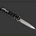 Tactical Folding Knife With Black Perforated Handle And Sharp Silver Blade 3d model