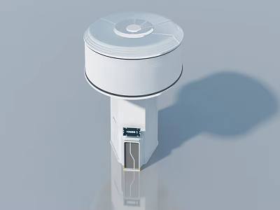 Contemporary White Tower Structure With Swing Door And Circular Roof Design 3d model
