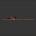 Red Steam Train With Wooden Log Loaded Carriage Traveling On Railway Tracks