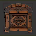 Antique Ornate Wooden Chest With Carved Decorations Metal Clasps And Lock