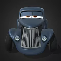 Blue Animated Cartoon Car With Number 34 Big Eyes Retro Design And White Rims