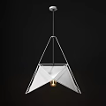 Modern Geometric Pendant Light With White Frame Central Bulb And Black Background 3d model