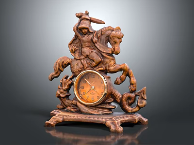 Artistic Musical Instruments And Art Supplies With Brass Warrior Figurine And Clock Ornament 3d model