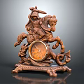 Artistic Musical Instruments And Art Supplies With Brass Warrior Figurine And Clock Ornament