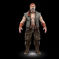 Muscular Bearded Man With Bandana Vest And Tactical Pants Standing