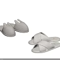 Comfortable Light Gray Linen Slippers With Open Toe And Cross Strap Design For Home Use