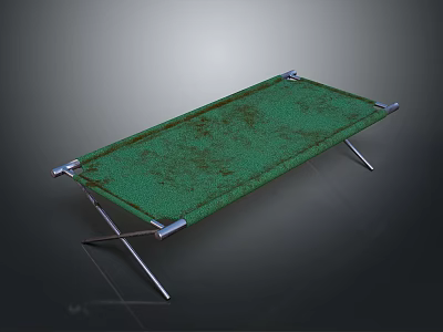 Green Folding Camping Bed With Metal Frame And Portable Outdoor Design 3d model