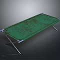 Green Folding Camping Bed With Metal Frame And Portable Outdoor Design