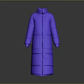 Purple Long Puffer Coat With Stand Collar And Modern Stylish Design